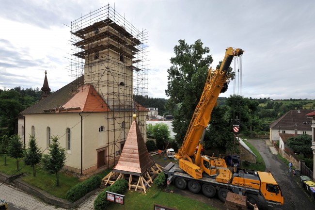 Oprava věže kostela