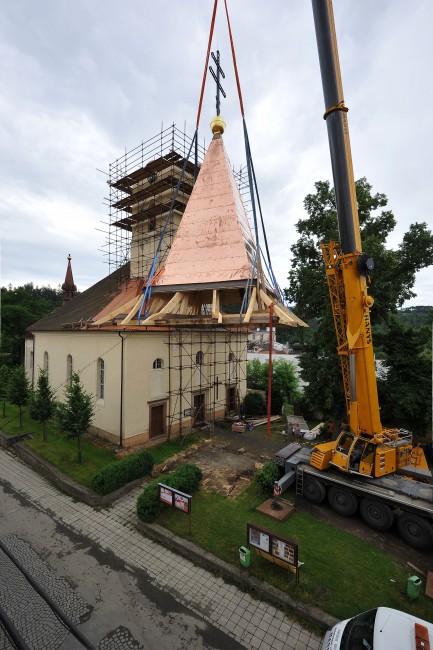 Oprava věže kostela